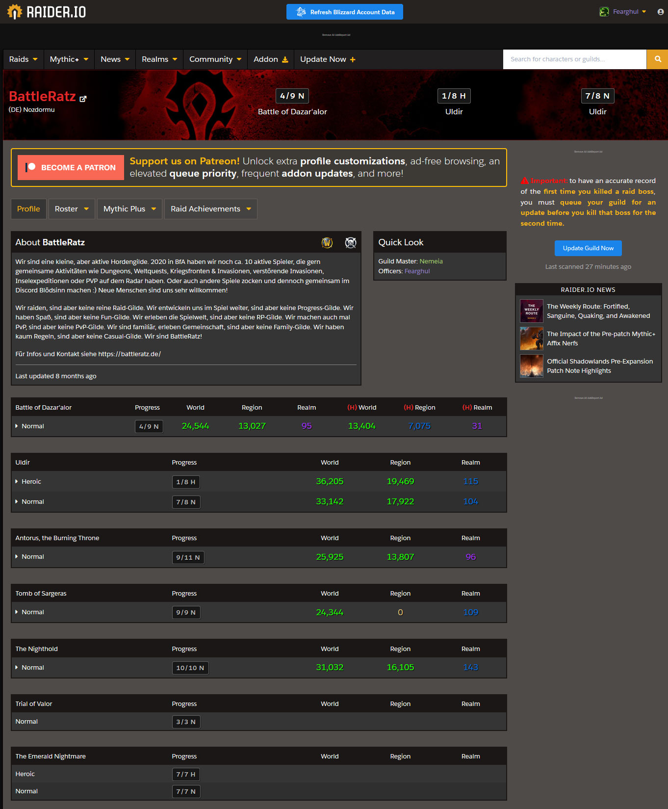 BattleRatz Nozdormu Guild Profile
